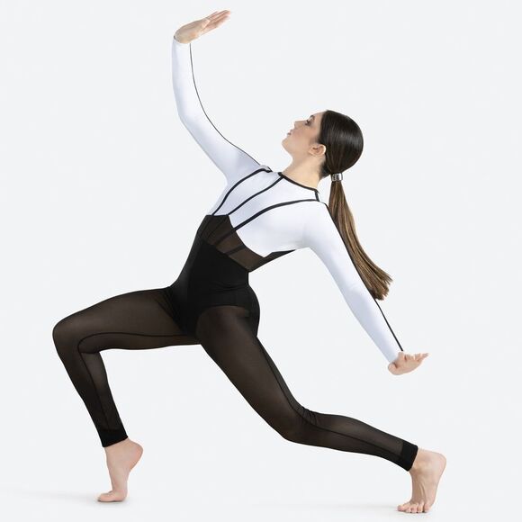 Revolution Dance Costume unitard black white ISOLATED INCIDENT RC24578 LC child - Picture 1 of 12